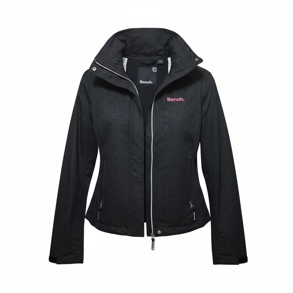 Pink Embroidered Bench Women's Black 100% Cotton Utility Wind Breaker Jacket